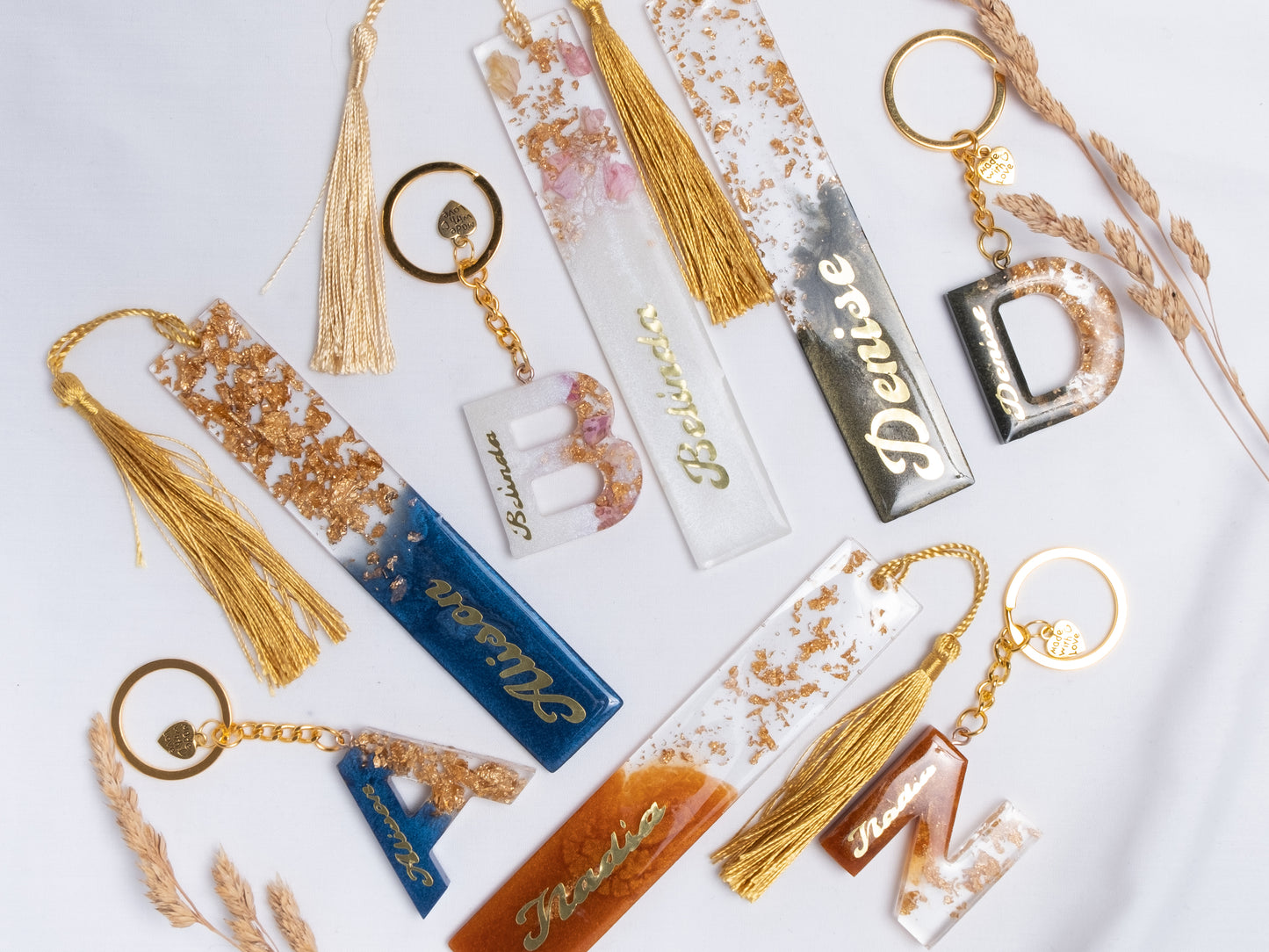 TWO TONE ALPHABET KEYRINGS  & BOOKMARKS