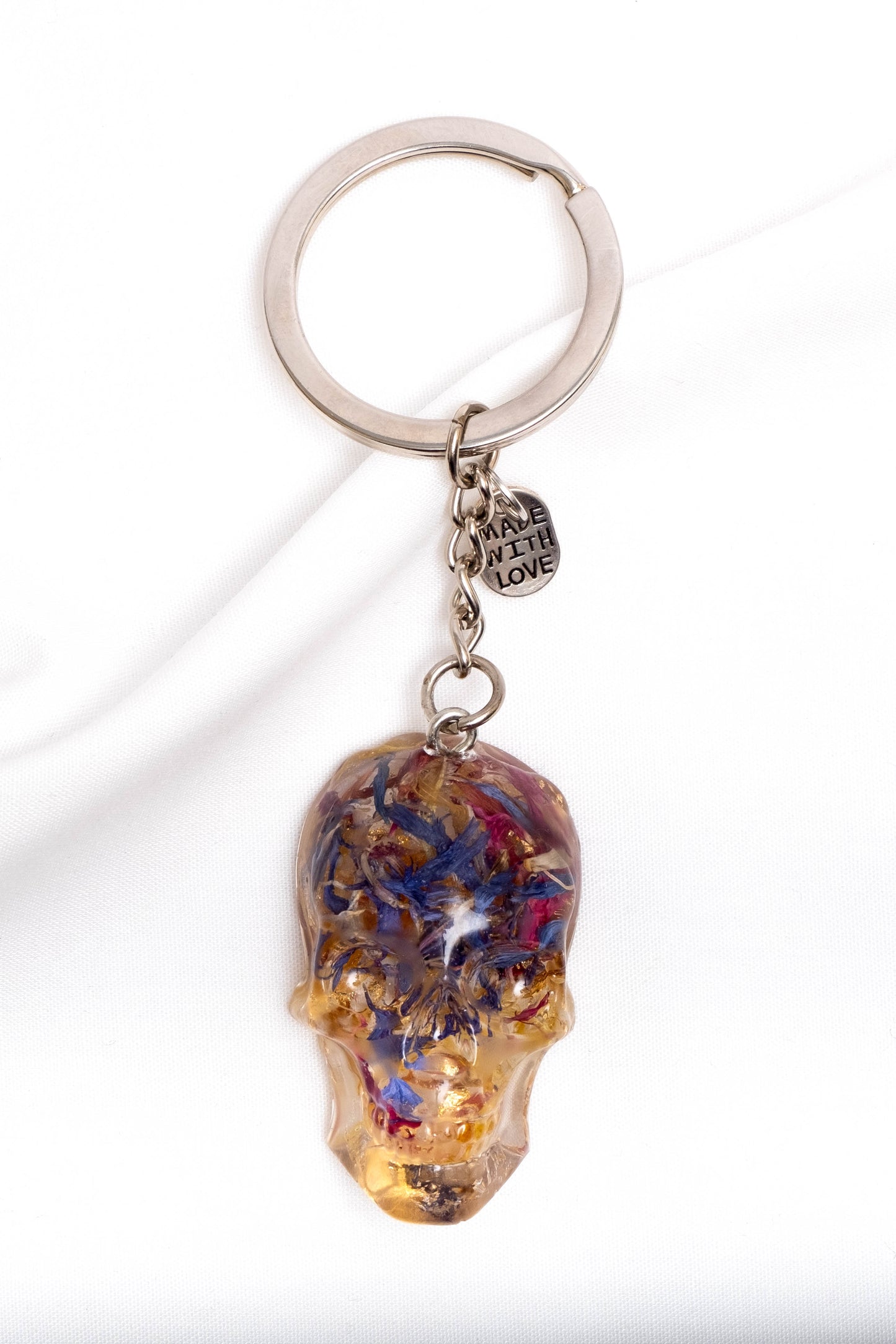 FASHION SKULL KEYRING - VIBRANT COLOUR - PRESSED PETALS